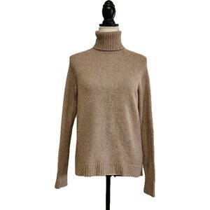 J. Crew Alpaca Blend Brown Turtleneck Sweater Size XS Quiet Luxury Neutral